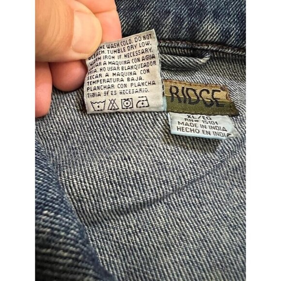 Eagles Ridge American Flag Jacket Adult XL Blue Demin Button Long Sleeve Mens - Picture 6 of 12